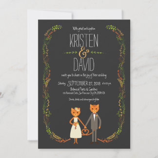 Rustikale Boho Forest Cats Hochzeit Einladung