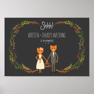 Rustikale Boho Forest Cats Hochzeit Einladung Poster