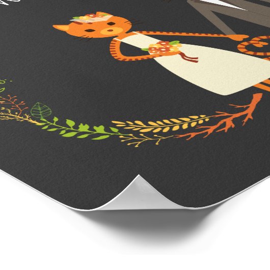 Rustikale Boho Forest Cats Hochzeit Einladung Poster (Ecke)