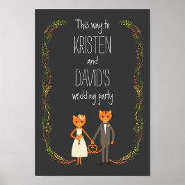 Rustikale Boho Forest Cats Hochzeit Einladung Poster