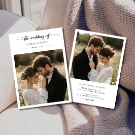 Rustikale Boho Foto Black Whimsy Calligraphy Weddi Einladung