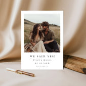 Rustikale Boho Foto Typografie Wir sagten ja Hochz Ankündigung