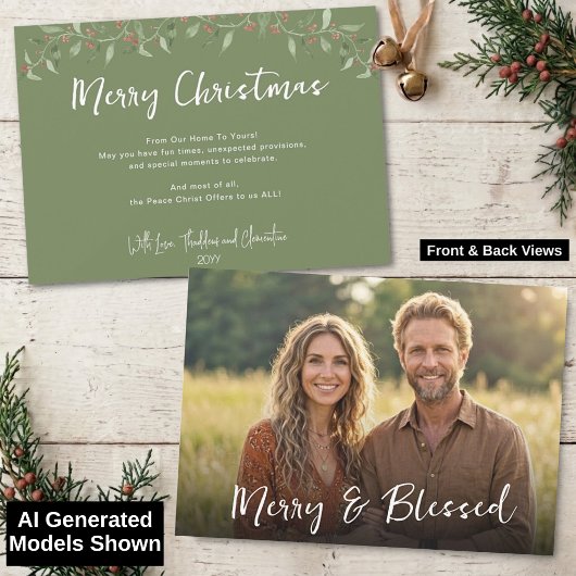 Rustikale Boho Fröhliche Gesegnete Weihnachten Grü