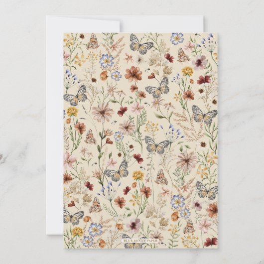 Rustikale Boho Garden-Blume Hochzeit speichern das Einladung (Rückseite)