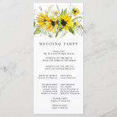 Rustikale Boho Gelbe Sonnenblumen Blumenzehen Programm (Rückseite)