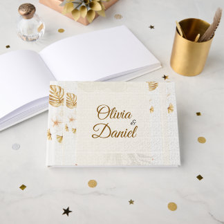 Rustikale Boho getrocknete Blumen-Cream-Hochzeit Gästebuch
