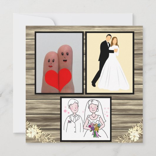 Rustikale Boho Golden Glitzer Holzverheiratung Einladung (Rückseite)