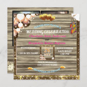 Rustikale Boho Golden Glitzer Holzverheiratung Einladung (Vorne/Hinten)