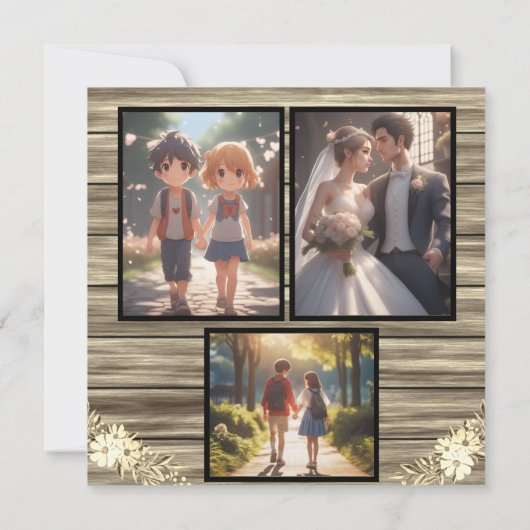 Rustikale Boho Golden Glitzer Holzverheiratung Einladung (Rückseite)