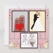 Rustikale Boho Golden Glitzer Rosa Holzverheiratun Einladung (Rückseite)