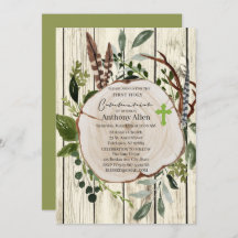 Rustikale Boho Greenery Erste Heilige Kommunion