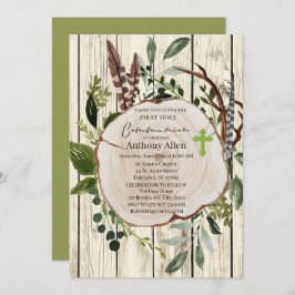 Rustikale Boho Greenery Erste Heilige Kommunion Einladung
