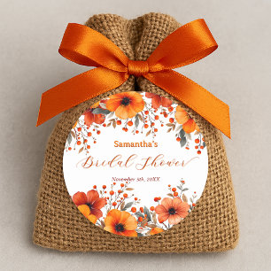 Rustikale Boho-Herbst-Hochzeit Orangefarbene Blüte Runder Aufkleber