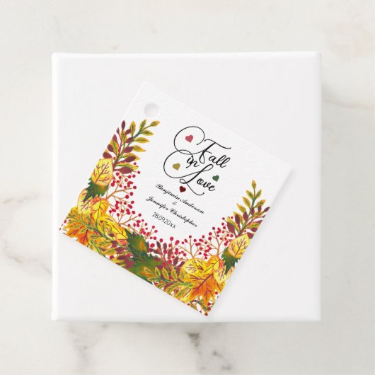 Rustikale Boho Herbstblütenhochzeit fällt in Liebe Geschenkanhänger (Beispiel)