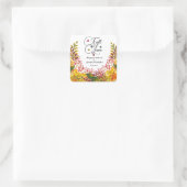 Rustikale Boho Herbstblütenhochzeit fällt in Liebe Quadratischer Aufkleber (Tasche)