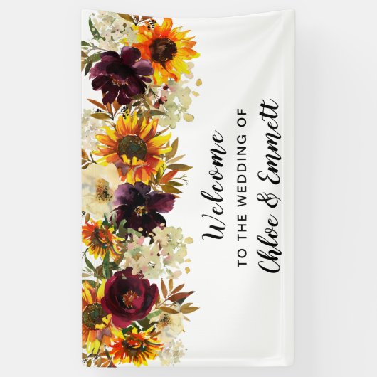Rustikale Boho Herbstblütenhochzeit Willkommen Banner (Vertikal)