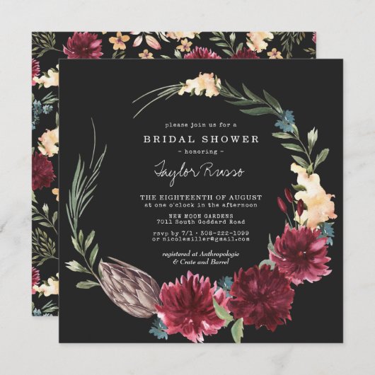 Rustikale Boho Herbstdusche Einladung (Vorne/Hinten)