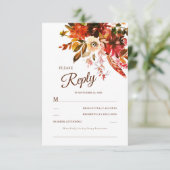 Rustikale Boho Herbstflora RSVP Karte (Stehend Vorderseite)