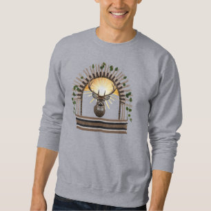 Rustikale Boho-Hirsch-Strickkunst Basic Sweatshirt