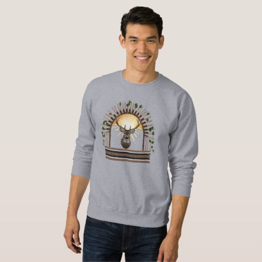 Rustikale Boho-Hirsch-Strickkunst Basic Sweatshirt (Vorne ganz)