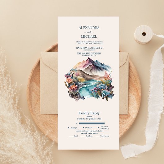 Rustikale Boho-Hochzeit All In One Einladung