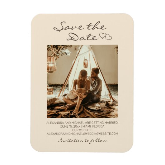 Rustikale Boho-Hochzeit Herzen Magnet (Vertikal)