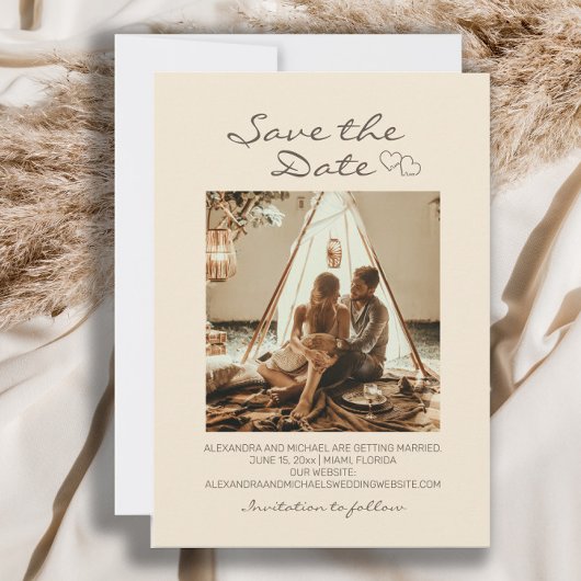 Rustikale Boho-Hochzeit Herzen Save The Date