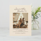 Rustikale Boho-Hochzeit Herzen Save The Date (Stehend Vorderseite)