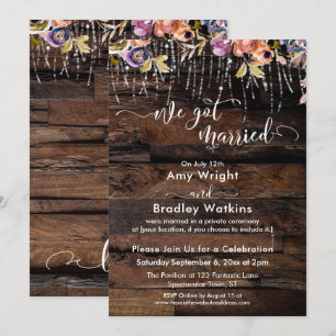 Rustikale Boho-Hochzeit Wir haben nur eine Trauung Einladung