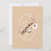 Rustikale Boho-Hochzeitseinladung | Beige Blumenka Einladung (Rückseite)