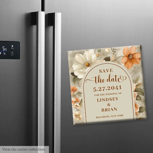 Rustikale Boho-Hochzeitseinladung in verbranntem O Magnet