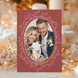 Rustikale Boho-Hochzeitsfoto-Frohe-Weihnachten-und Feiertagskarte