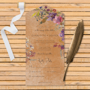 Rustikale Boho-Juwel-Ton-Blumen Rust Keine Abendes All In One Einladung