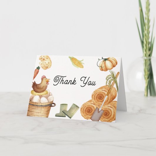 Rustikale Boho KinderBaby-Dusche auf der Bauernhöf Dankeskarte (Vorderseite)