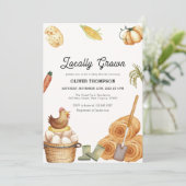 Rustikale Boho KinderBaby-Dusche auf der Bauernhöf Einladung (Stehend Vorderseite)