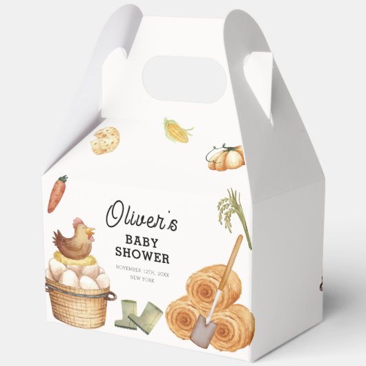 Rustikale Boho KinderBaby-Dusche auf der Bauernhöf Geschenkschachtel (Rückseite)