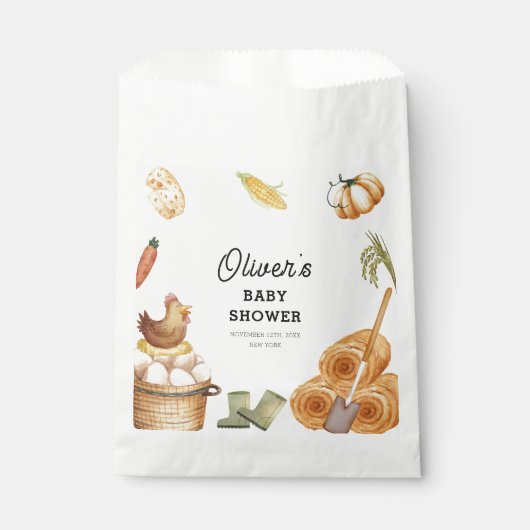 Rustikale Boho KinderBaby-Dusche auf der Bauernhöf Geschenktütchen (Vorderseite)