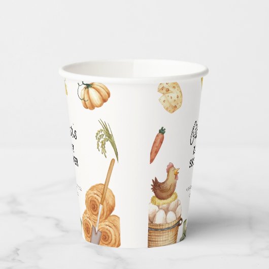 Rustikale Boho KinderBaby-Dusche auf der Bauernhöf Pappbecher (Links)