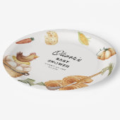 Rustikale Boho KinderBaby-Dusche auf der Bauernhöf Pappteller (Schrägansicht)