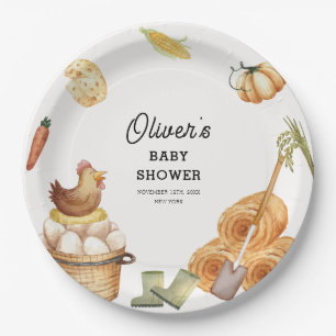 Rustikale Boho KinderBaby-Dusche auf der Bauernhöf Pappteller