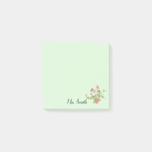 Rustikale Boho-Kleeblatt-Blumenstrauß-Monogramm Post-it Klebezettel (Vorderseite)