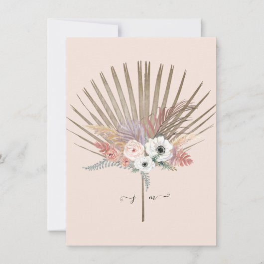 Rustikale BOHO Kraft Floral Pampas Grass Tropical Einladung (Rückseite)
