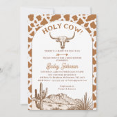 Rustikale Boho Kuh Print Holy Cow Baby Dusche Einladung (Vorderseite)