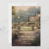 Rustikale Boho-Landgarten-Lichterketten-Hochzeit Save The Date (Vorderseite)