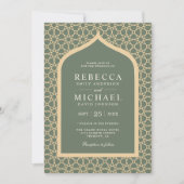 Rustikale Boho Lattice Arch Sage Grüne Hochzeit Einladung (Vorderseite)