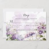 Rustikale Boho Lavender Lila Blumenhochzeit Einladung (Vorderseite)