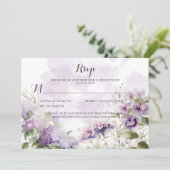 Rustikale Boho Lavender Lila Blumenhochzeit Einladung (Stehend Vorderseite)