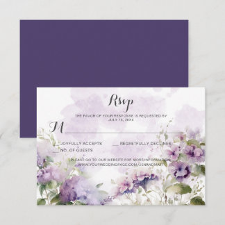 Rustikale Boho Lavender Lila Blumenhochzeit RSVP Karte