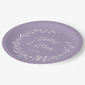 Rustikale Boho Lavender Wildblume Botanische Hochz Pappteller (Schrägansicht)