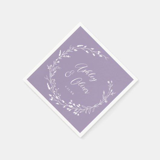 Rustikale Boho Lavender Wildblume Botanische Hochz Serviette (Ecke)